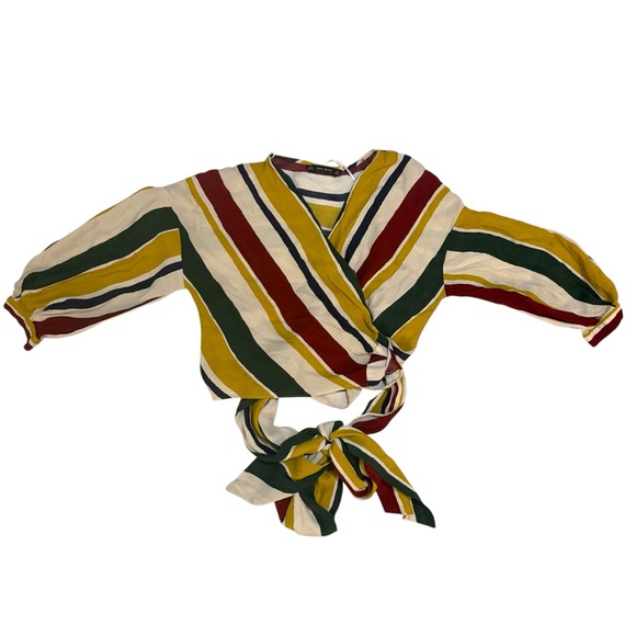 Zara Tops - Zara Colorful Striped Wrap Top